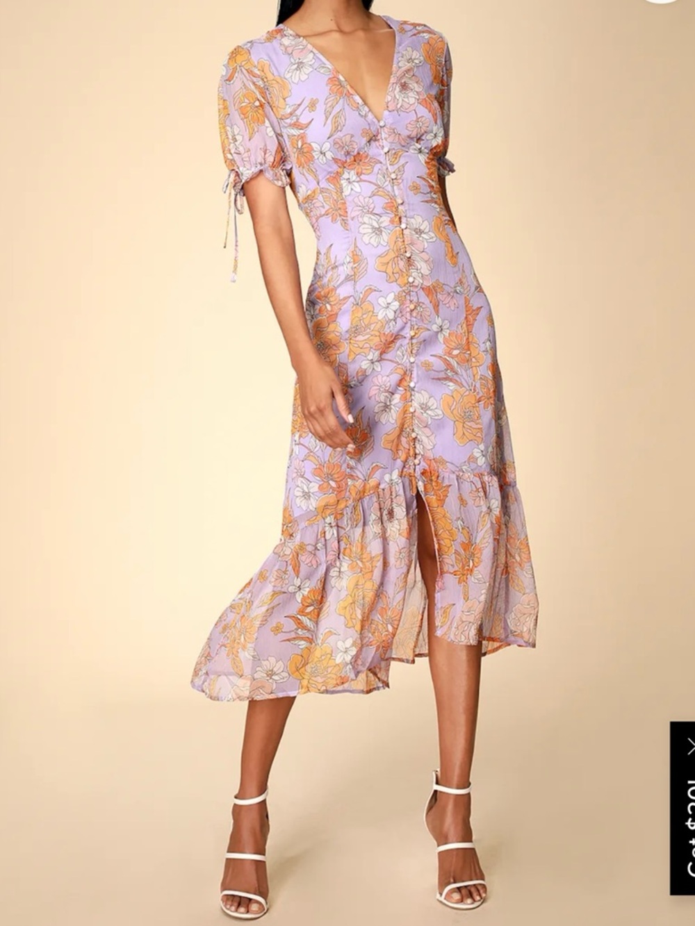 Astr the label Lavender and orange Floral Midi Dress